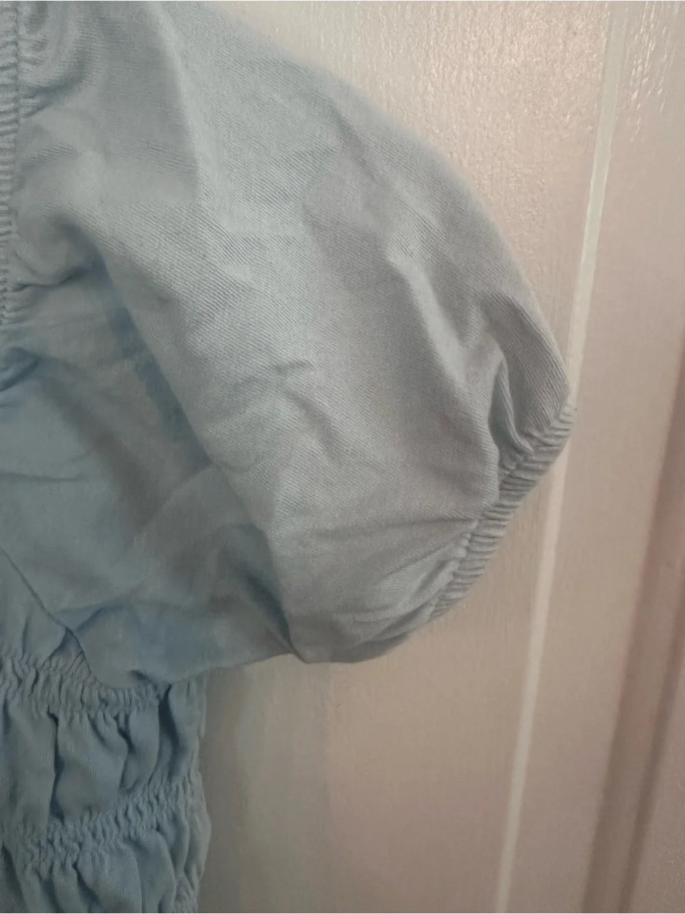 Old Navy Light Blue Smocked Puff Sleeve Square Neck Top